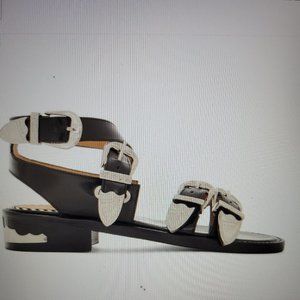 Toga Pulla black four buckle sandals